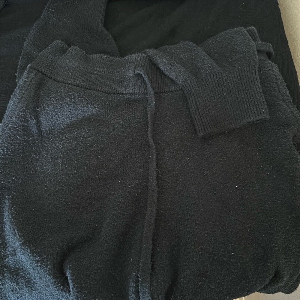 Black, fuzzy joggers
